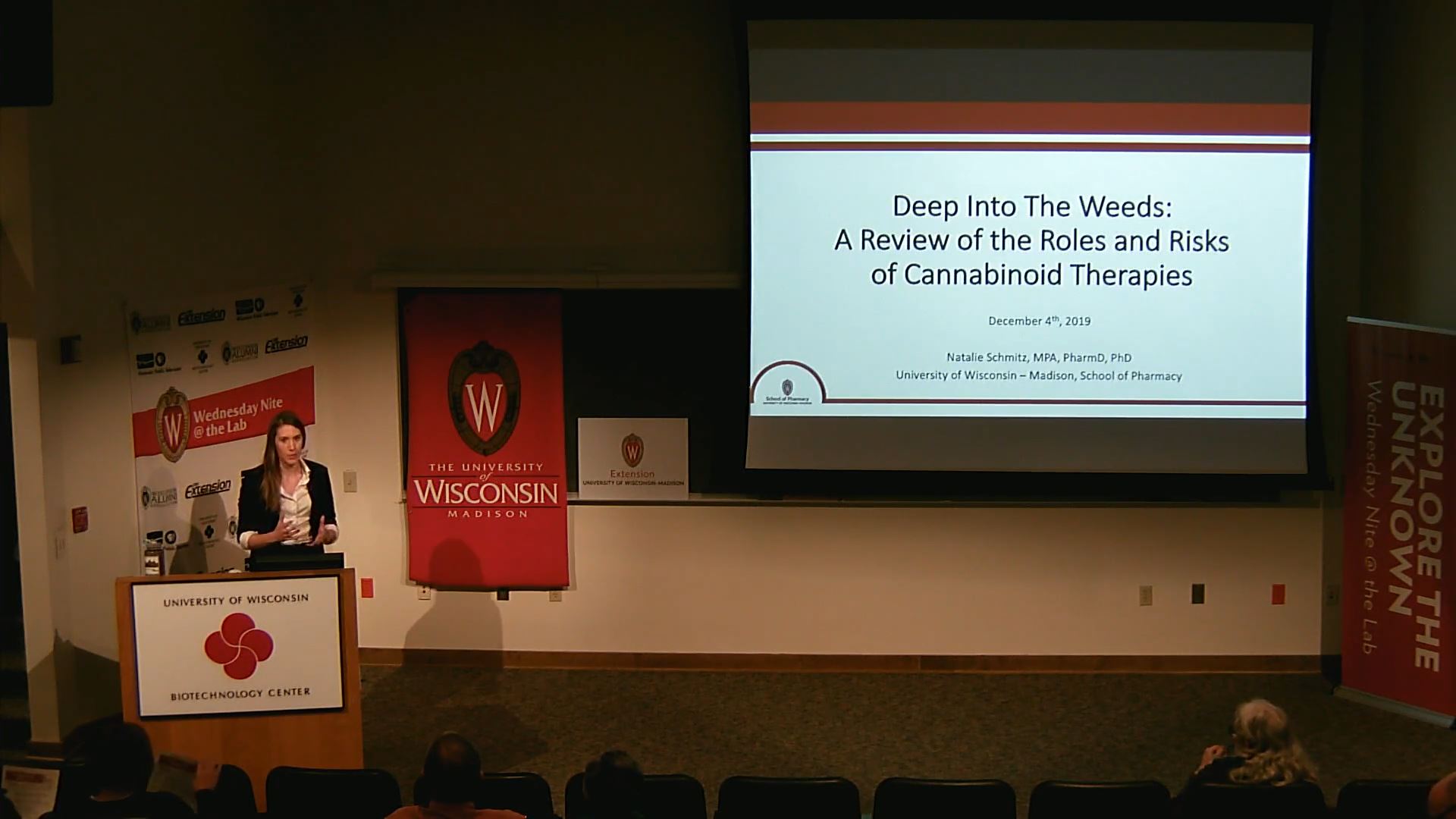 Title slide for Natalie Schmitz's presentation titled Cannabinoid Pharmacology & Therapeutics