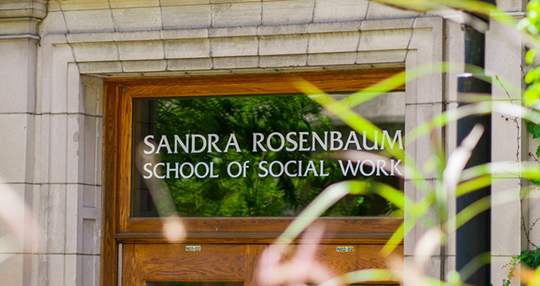 Front door of the Sandra R. Rosenbaum School of Social Work on the UW-Madison campus