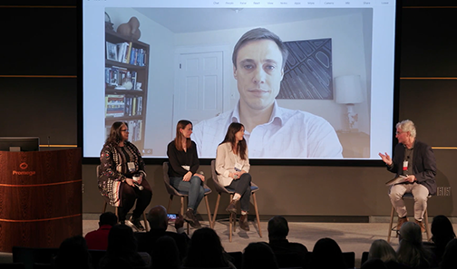 Steve Paulson leads a panel discussion